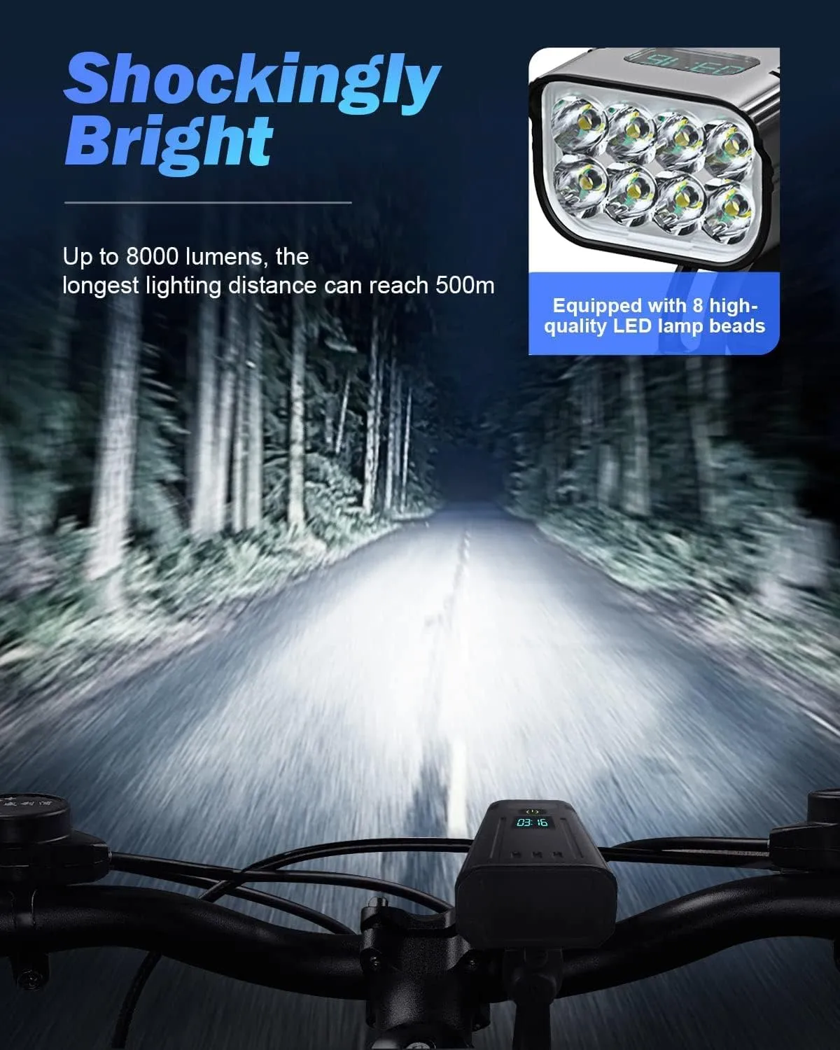 Bike Lights, 6 4 Modes Rechargeable Type-C Bike Light for Night Riding, Anti-Dazzle High Lumen LED Bike Lights Front and Rear, Bicycle Light Set Front and Back for Kids, Road, Cycling, Biking