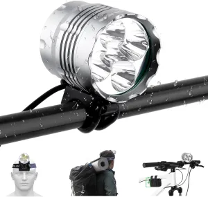 Bike Lights, Rechargeable Bike Headlight, Super Bright 5 LED Bicycle Headlight, Waterproof Bike Lights for Night Riding, 6400mAh Bicycle Lights, 3 Light Modes