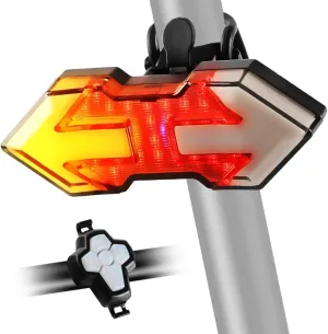 Bike Tail Light with Turn Signals, USB Rechargeable Wireless Remote Control-11 Modes Bright LED Rear Bicycle Light, Waterproof Safety Warning Saddle Light for Night(Pack of 2Pcs Batteries)