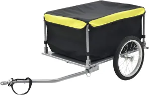 Bike Trailer with Removable Cover, Quick Attachment Design, High Load Capacity, Black and Yellow