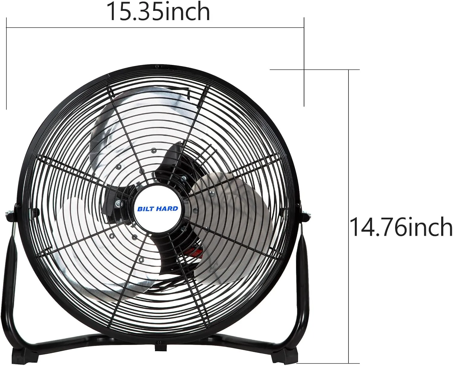 BILT HARD 12" 3-Speed High Velocity Heavy Duty Metal Floor Fan, 1680 CFM, 180-Degree Tilt, Powerful Airflow Fan for Home, Bedroom, Residential Use