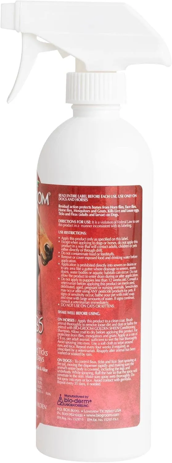 Bio-Groom Repel-35 Flea & Tick Dog Spray - Flea and Tick Prevention for Dogs, Cat Flea Treatment, Cruelty-Free, Made in USA, Natural Tick Repellent, Fly Spray for Horses - 16 fl oz 1-Pack