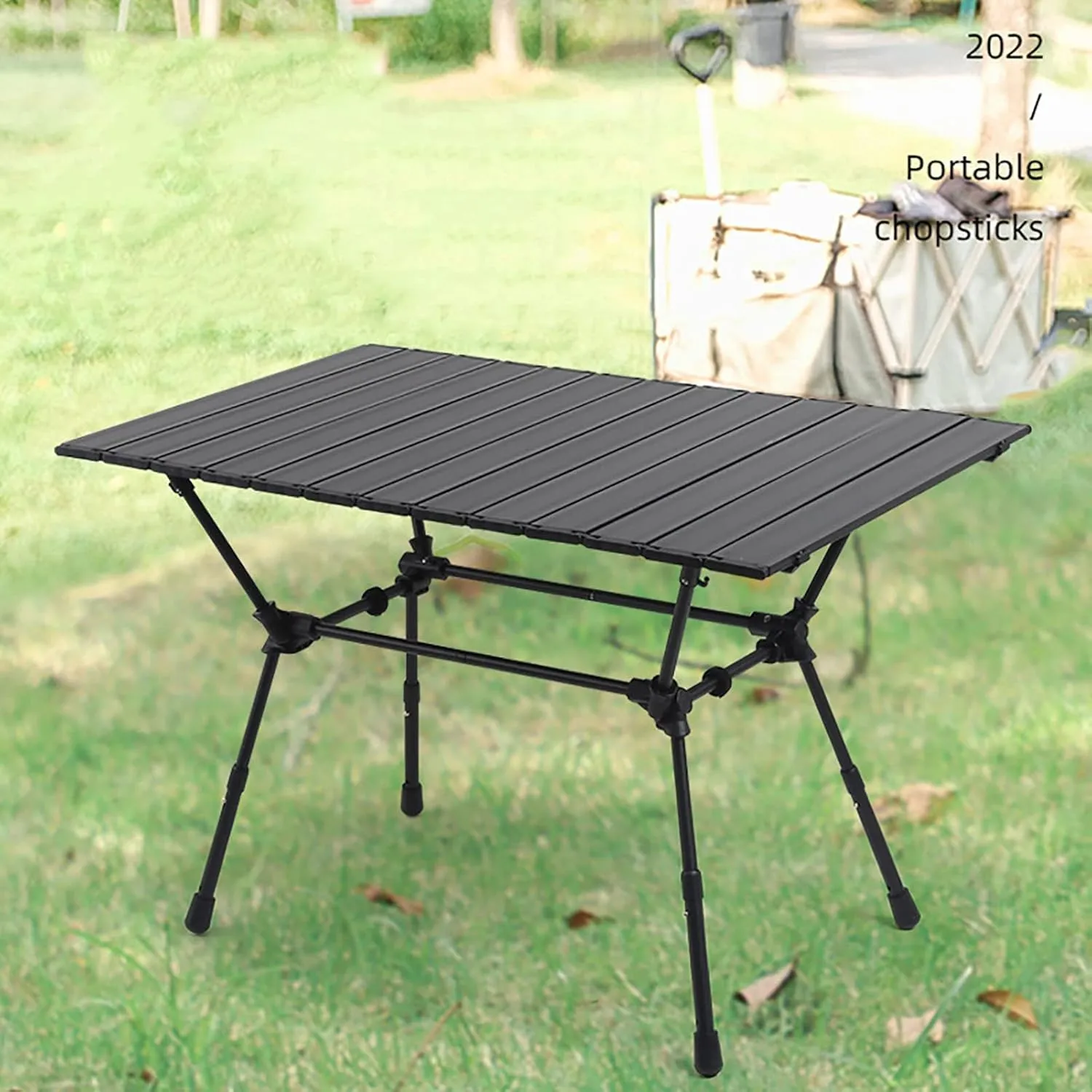 BK&MF Outdoor Folding Table,Aluminum Height Adjustable Portable Roll-up Table Travel Table with Carry Bag for BBQ, Party, Camping,A,90x55x58.5cm(35x22x23inch)