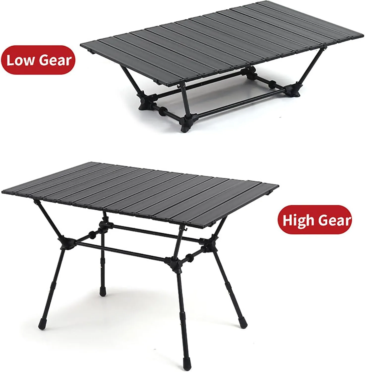 BK&MF Outdoor Folding Table,Aluminum Height Adjustable Portable Roll-up Table Travel Table with Carry Bag for BBQ, Party, Camping,A,90x55x58.5cm(35x22x23inch)