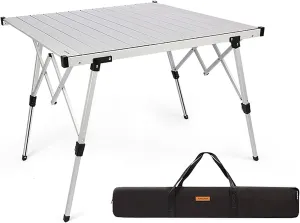 BK&MF Outdoor Folding Table,Portable Aluminum Picnic Camping Table Compact Travel Table Roll-up Table with Carry Bag for Picnic Beach,B,96x66x69cm(38x26x27inch)