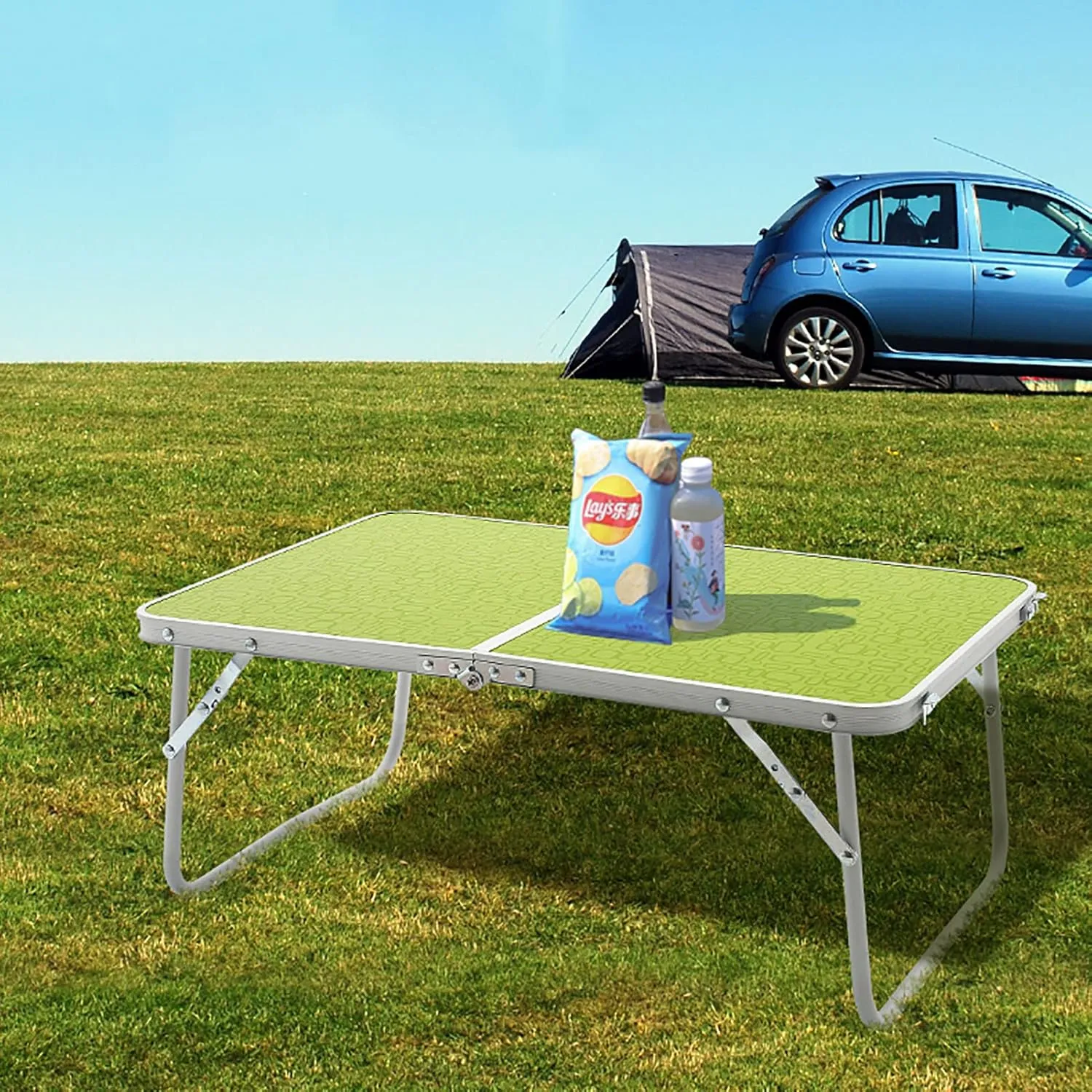 BK&MF Portable Small Folding Camping Table,Ultralight Aluminum Outdoor Picnic Camping Table Side Table with Carry Bag for BBQ, Party, Camping,A,60x40x25cm(24x16x10inch)