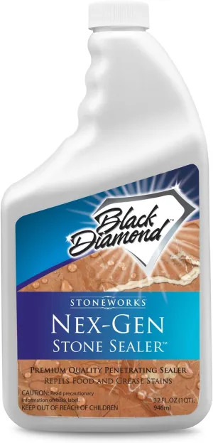 Black Diamond Stoneworks NEX-GEN Natural Stone Penetrating Sealer: Long-Lasting Protection Interior and Exterior ; Granite, Marble, Travertine, Limestone, Grout, Tile, Brick, Slate Floors