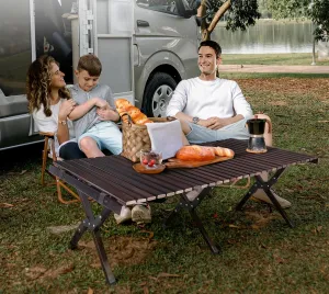 Black Folding Picnic Table, Portable Camping Table with Carry Bag, Wood Outdoor Table for Picnic, Camping, Travel, Party,Folding Camping Table, Portable Camping Table Travel and Outdoor Activities