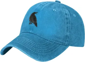 Black Raven Trucker Hat for Men Women Denim Baseball Cap Dad Hat Golf Hats