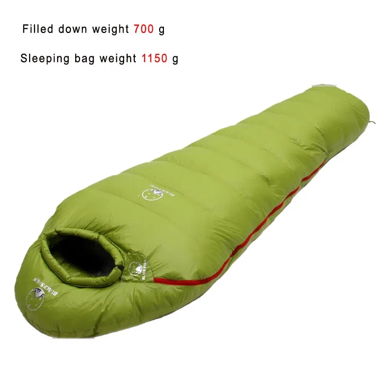 Black Snow Very Warm White Goose Down Filled Adult Mummy Style Sleeping Bag - Winter Thermal, 4 Thickness Options for Camping and Travel