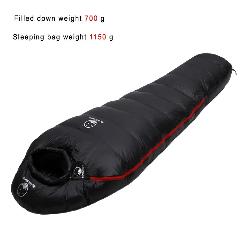 Black Snow Very Warm White Goose Down Filled Adult Mummy Style Sleeping Bag - Winter Thermal, 4 Thickness Options for Camping and Travel