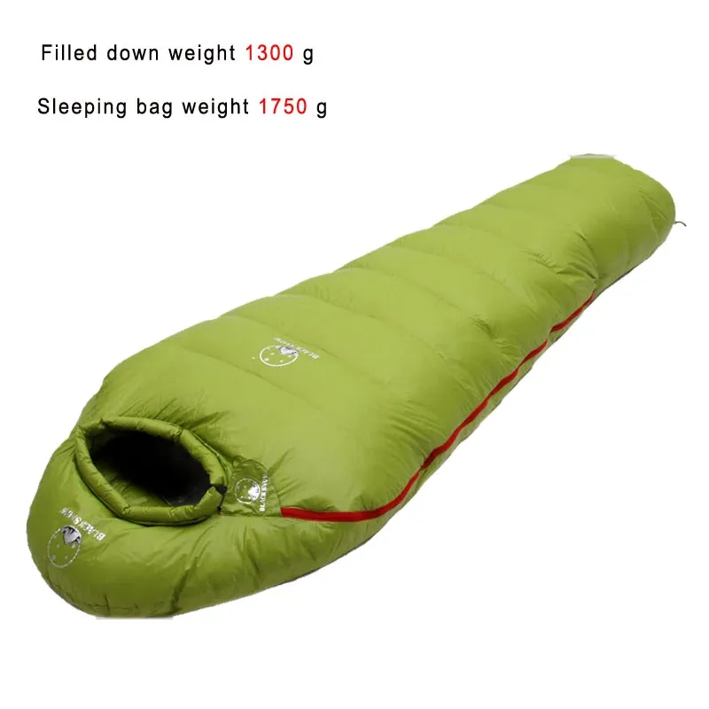 Black Snow Very Warm White Goose Down Filled Adult Mummy Style Sleeping Bag - Winter Thermal, 4 Thickness Options for Camping and Travel