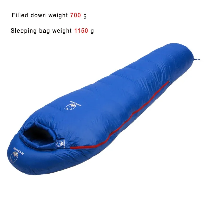 Black Snow Very Warm White Goose Down Filled Adult Mummy Style Sleeping Bag - Winter Thermal, 4 Thickness Options for Camping and Travel