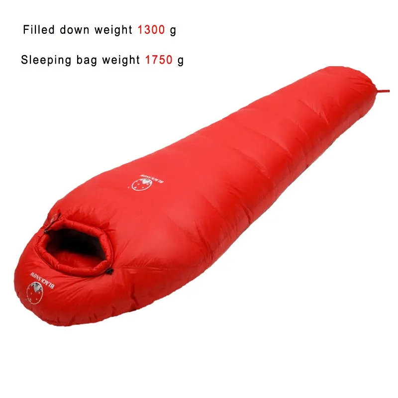 Black Snow Very Warm White Goose Down Filled Adult Mummy Style Sleeping Bag - Winter Thermal, 4 Thickness Options for Camping and Travel