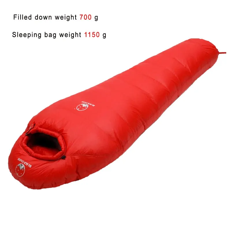 Black Snow Very Warm White Goose Down Filled Adult Mummy Style Sleeping Bag - Winter Thermal, 4 Thickness Options for Camping and Travel