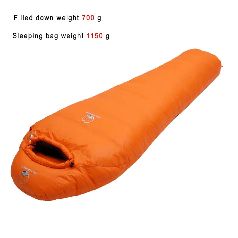 Black Snow Very Warm White Goose Down Filled Adult Mummy Style Sleeping Bag - Winter Thermal, 4 Thickness Options for Camping and Travel