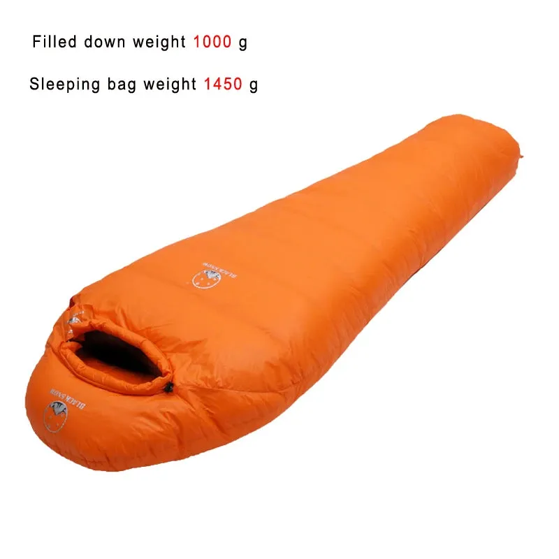 Black Snow Very Warm White Goose Down Filled Adult Mummy Style Sleeping Bag - Winter Thermal, 4 Thickness Options for Camping and Travel