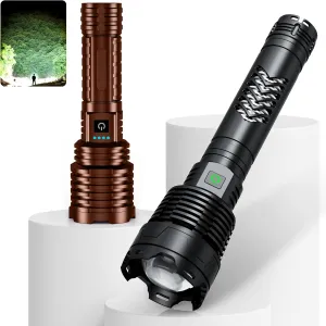 Black&Brown Rechargeable LED Flashlights High Lumens,Super Bright Flashlight with Input and Output Functions,10 Light Modes,Zoomable,IP67 Waterproof,Tactical Flashlight for Camping