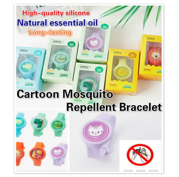 Blinking Cartoon Mosquito Repellent Bracelet Plant Essential Oil Repellent Ring Wrist band Watch