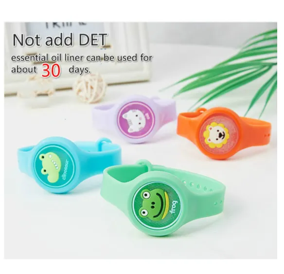 Blinking Cartoon Mosquito Repellent Bracelet Plant Essential Oil Repellent Ring Wrist band Watch