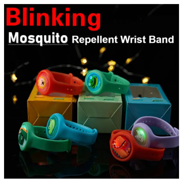 Blinking Cartoon Mosquito Repellent Bracelet Plant Essential Oil Repellent Ring Wrist band Watch
