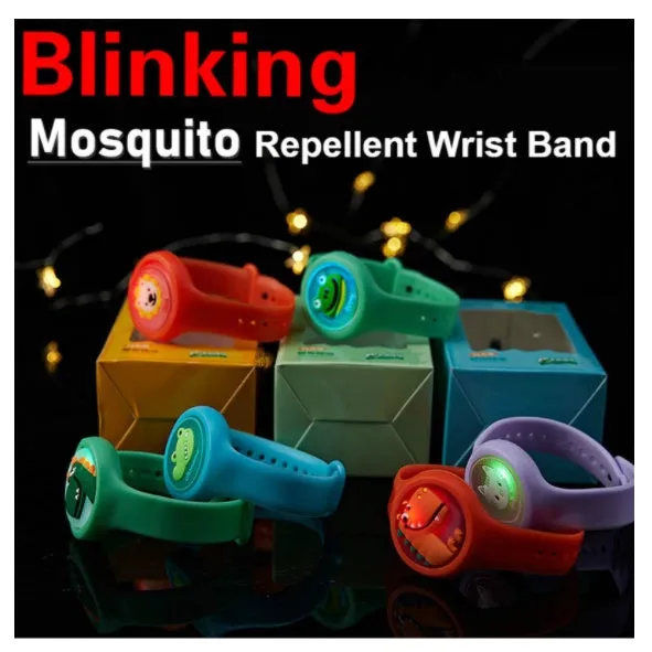 Blinking Cartoon Mosquito Repellent Bracelet Plant Essential Oil Repellent Ring Wrist band Watch