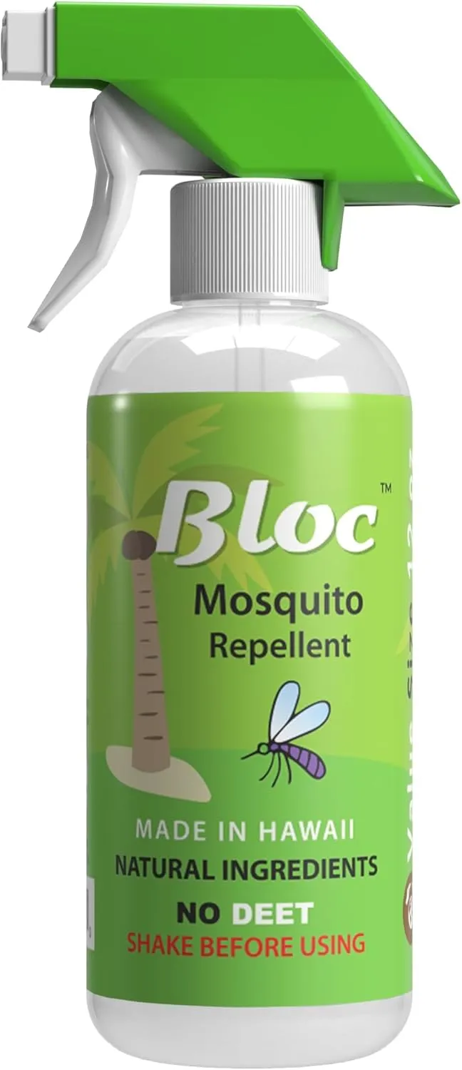 Bloc Mosquito Repellent Natural ingredients-12 oz Value Size-Tested in The Jungles of Hawaii - Bug Spray with Healthy Coconut Oil-for Adults & Kids