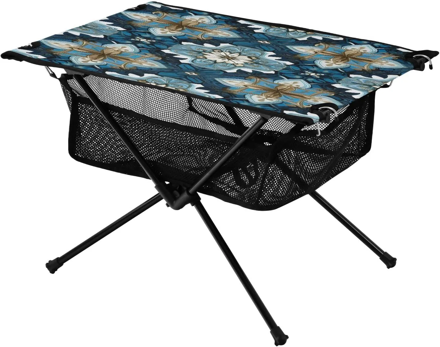 Blue Tile Folding Camping Table Portable Camping Table with Carry Bag for Outdoor Picnic Beach BBQ