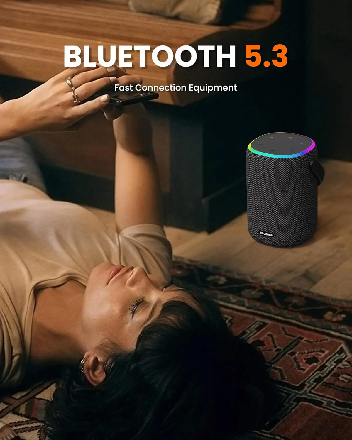 Bluetooth Speaker with IPX7 Waterproof, 50W Portable Outdoor Speakers with Handle, Bluetooth 5.3 True Wirelss Stereo Sound, Deep Bass, 15H Playtime with Light for Home Backyard Beach(Black)