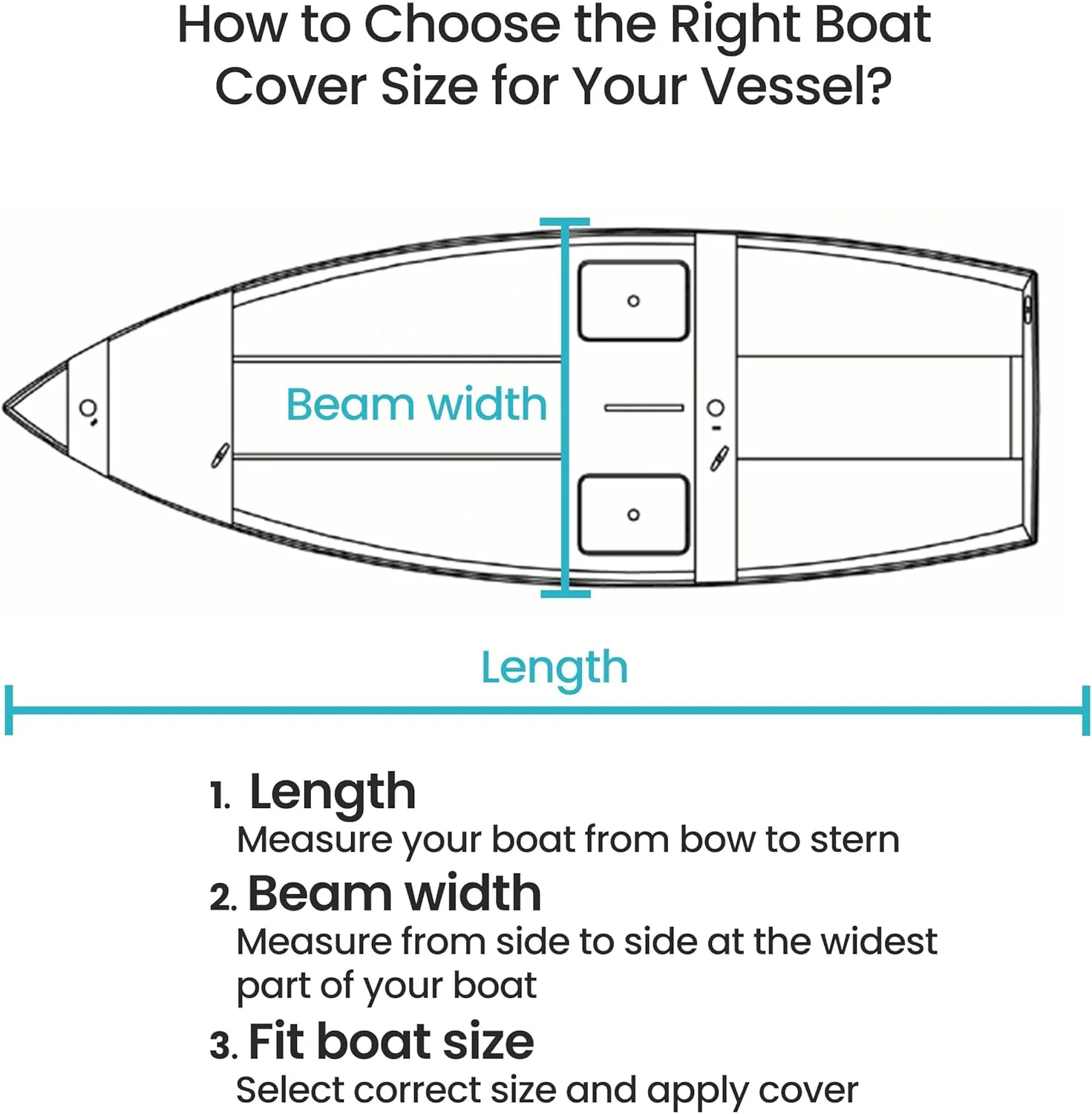 Boat Cover with Support Pole | Trailerable Heavy Duty Waterproof Polyester Canvas with Storage Bag | Fits 20'-22' V-Hull, Tri-Hull, Runabout Bass Boat, Fish & Ski | Black