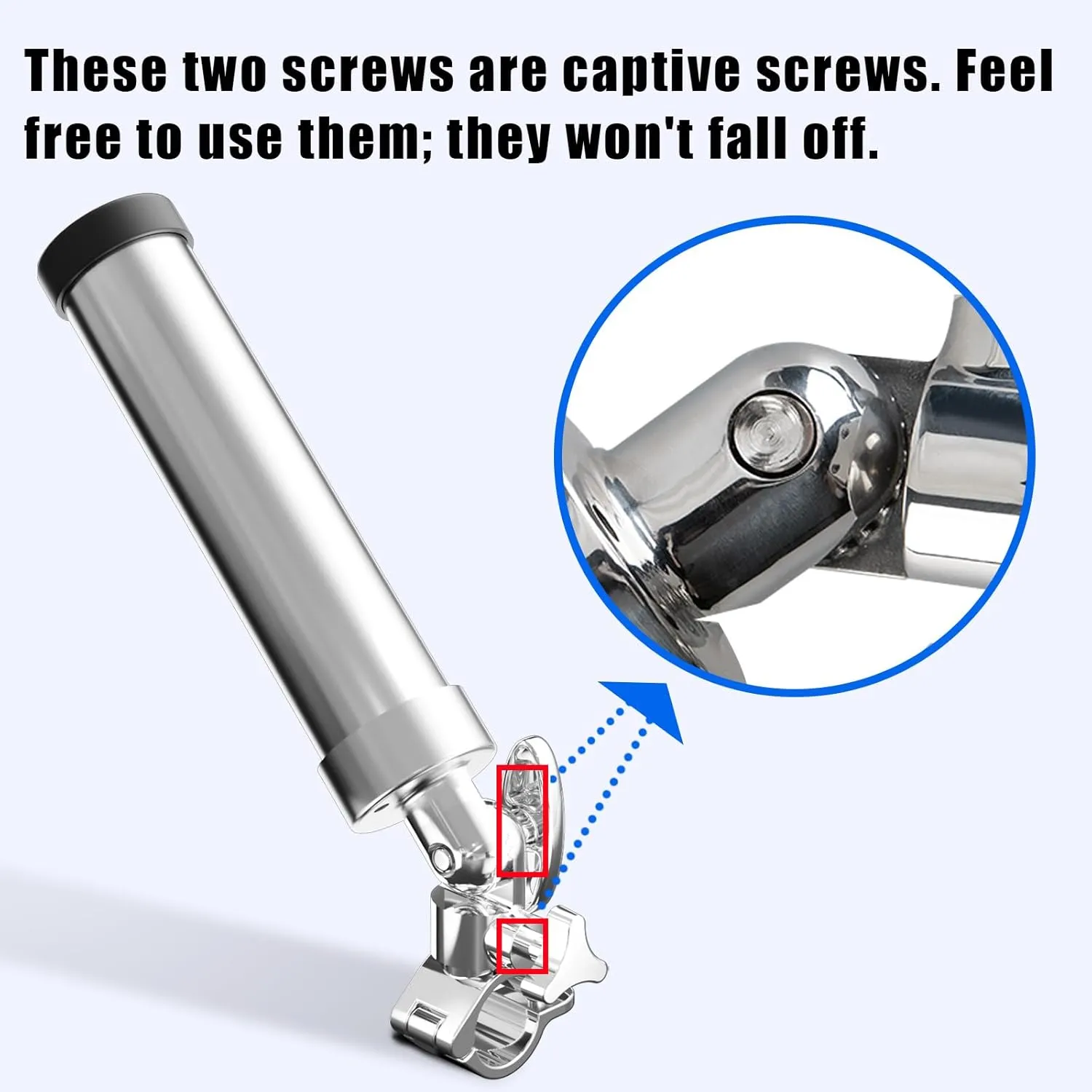 Boat Fishing Rod Holder, 360 Degree Marine Grade Stainless Steel 316 Adjustable Swivel Fishing Pole Holders, Deck Mount and Rail Mount Fishing Rod Bracket