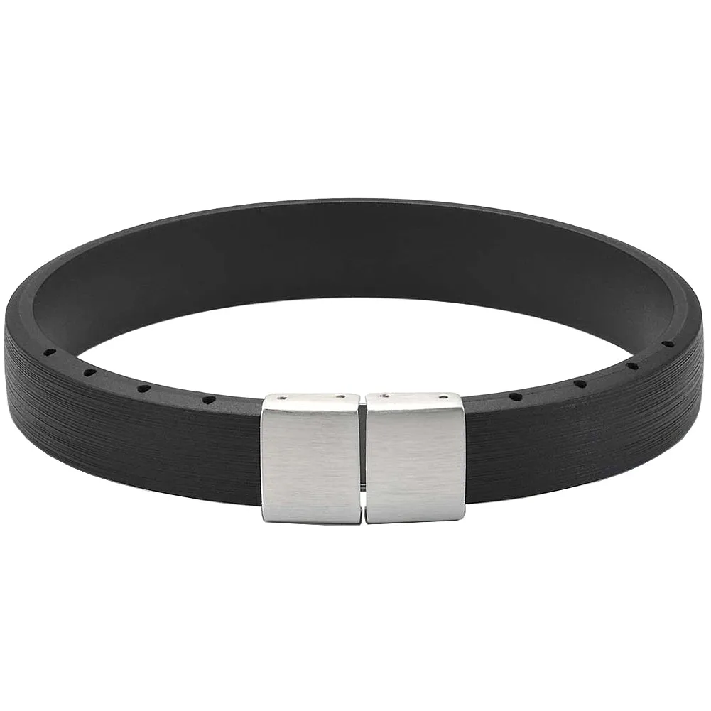 Bonetto Cinturini BON 5 Black Brushed NBR Rubber Bracelet