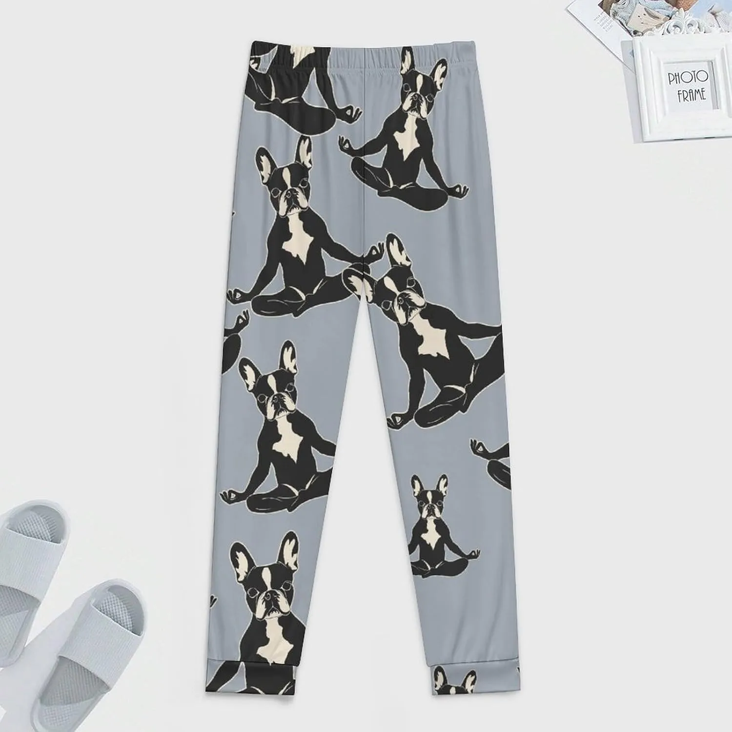 Boston Terrier Dog Yoga Pajama Pants Men Pjs Elastic Waistband Sleep Lounge Pants Lightweight Loungewear