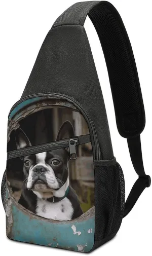 Boston Terrier Sling Bag Lightweight Crossbody Shoulder Backpacks Hiking Travel Daypack Chest Bag for Women Men