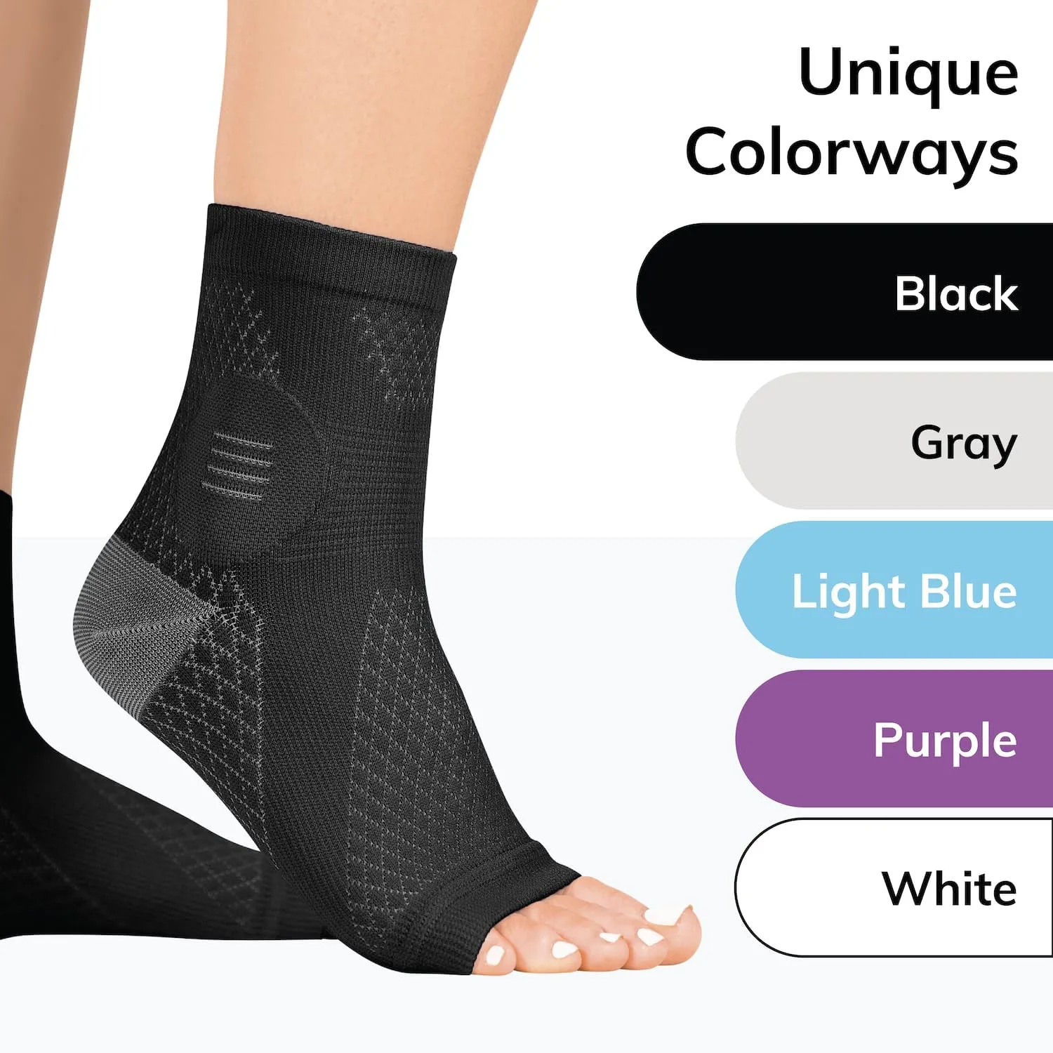 BraceAbility Neuropathy Socks (3 Pairs) - Multipack Peripheral Compression Diabetic Toeless Foot Sleeves for Nerve Damage in Feet, Ankle Gout, Plantar Fasciitis Relief for Men and Women (XL - Black)
