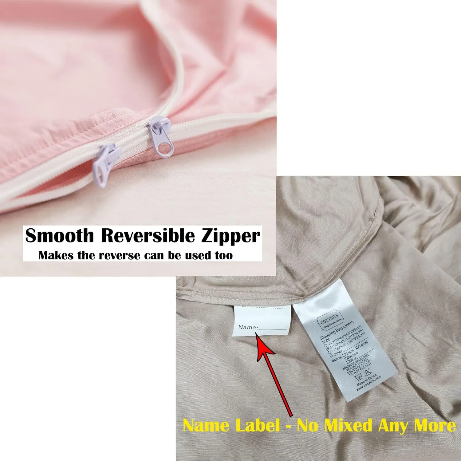 Brand - GANNAFEE Cotton Sleeping Bag Liner with Zipper - 100% Cotton Travel Sheet Sleep Sack Adult - Travel Sleeping Bag for Hotels Camping Hiking