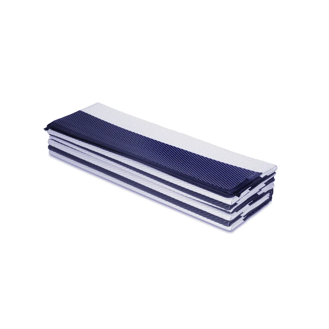 Brittany Blue & White Stripes Foldable Waterproof Caravan Outdoor Mat - 270x360 CM