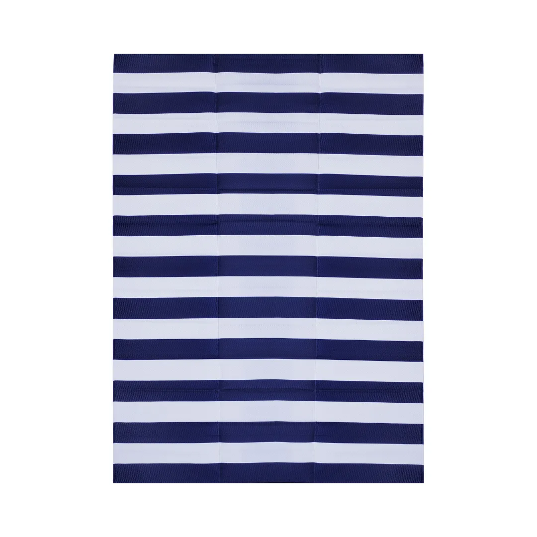 Brittany Blue & White Stripes Foldable Waterproof Caravan Outdoor Mat - 270x360 CM