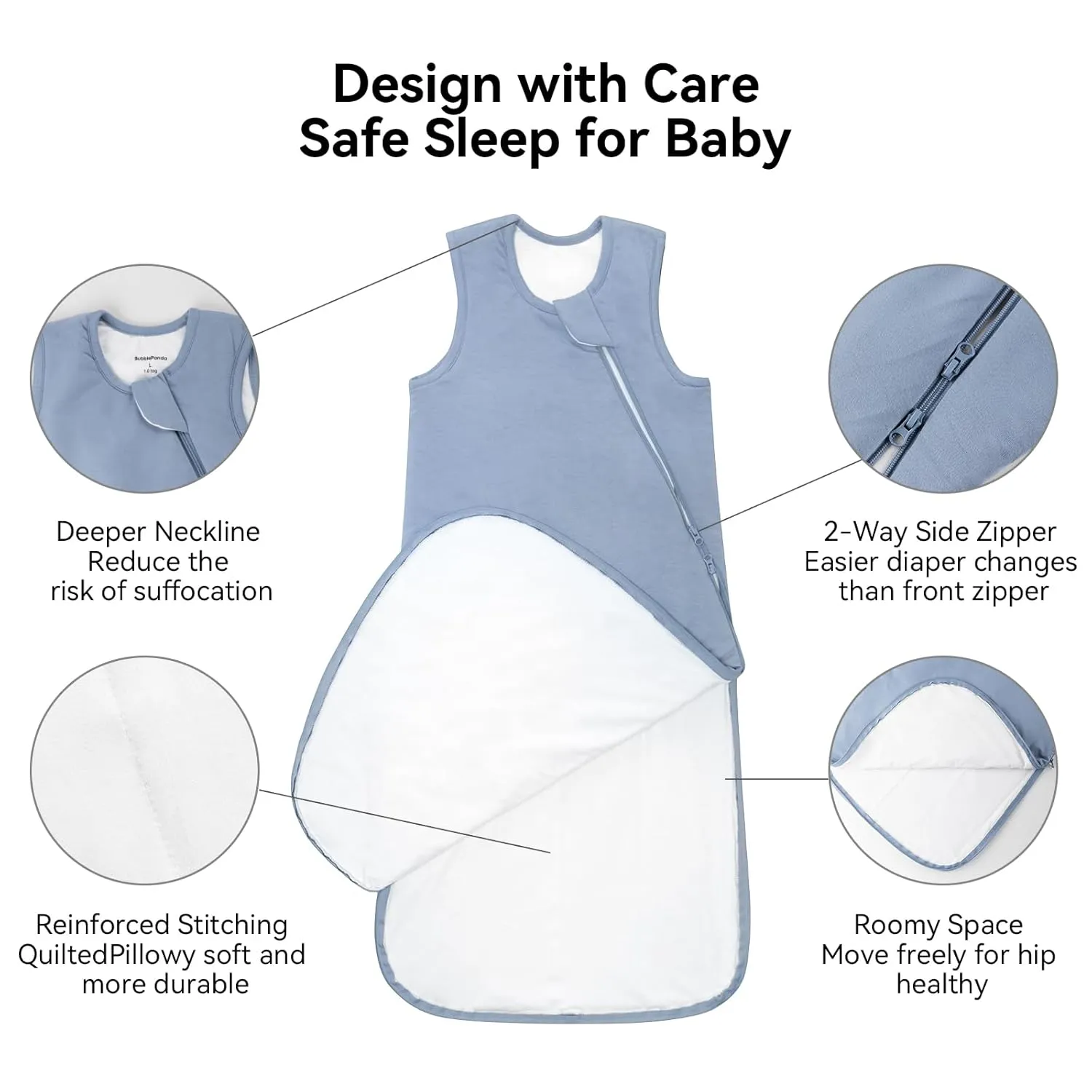BubblePanda Rayon Made from Bamboo Sleep Sack 18-24 Months 0.5 Tog Soft Lightweight Toddler Sleep Sack 2t for Babies 2-Way Zipper Wearable Blanket Baby 18 Months