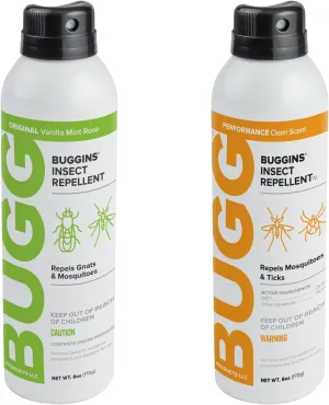 BUGGINS - Tropic Combo Pack - Original Insect Repellent - Performance Repellent - 2-6 oz Continuous Spray Cans