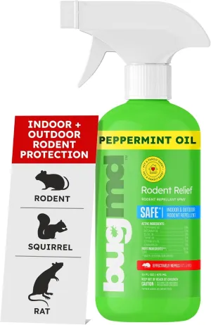 BugMD Peppermint Oil Spray for Rodents - 16oz Mouse Repellent & Rodent Repellent Spray, Natural Mice Repellent with Cinnamon, Clove, and Rosemary Oils - Safe Indoor & Outdoor Use
