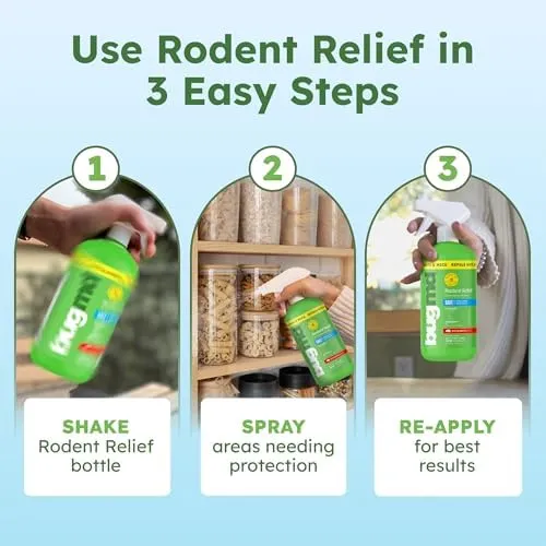 BugMD Vamoose Rodent Repellent Pouches (4 Pack, 16 Pouches) and BugMD Peppermint Oil Spray for Rodents - 16oz Bundle