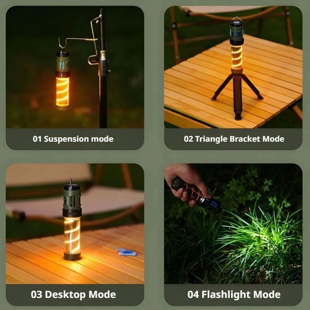 Buzz Defense Portable, 2025 New Upgraded Buzzdefense Dual Mode Camping Lantern, 3000 mAh USB-C Recharged Waterproof Outdoor Lamp, LED Camping Light for Outdoor, Garden, Picnic (Black 2 Pcs)