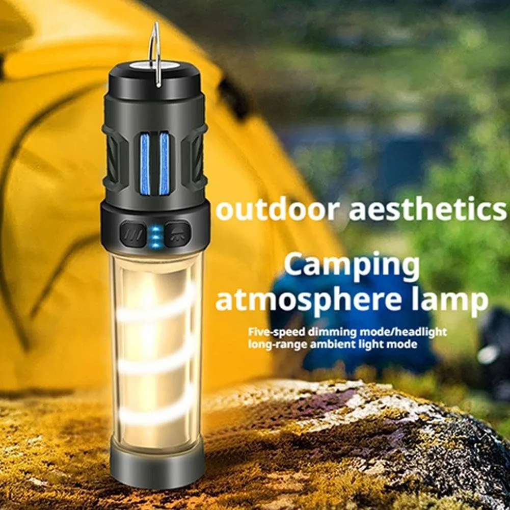 Buzz Defense Portable, 2025 New Upgraded Buzzdefense Dual Mode Camping Lantern, 3000 mAh USB-C Recharged Waterproof Outdoor Lamp, LED Camping Light for Outdoor, Garden, Picnic (Black 2 Pcs)