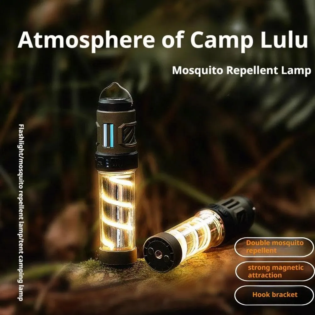 Buzz Defense Portable, 2025 New Upgraded Buzzdefense Dual Mode Camping Lantern, 3000 mAh USB-C Recharged Waterproof Outdoor Lamp, LED Camping Light for Outdoor, Garden, Picnic (Black 2 Pcs)