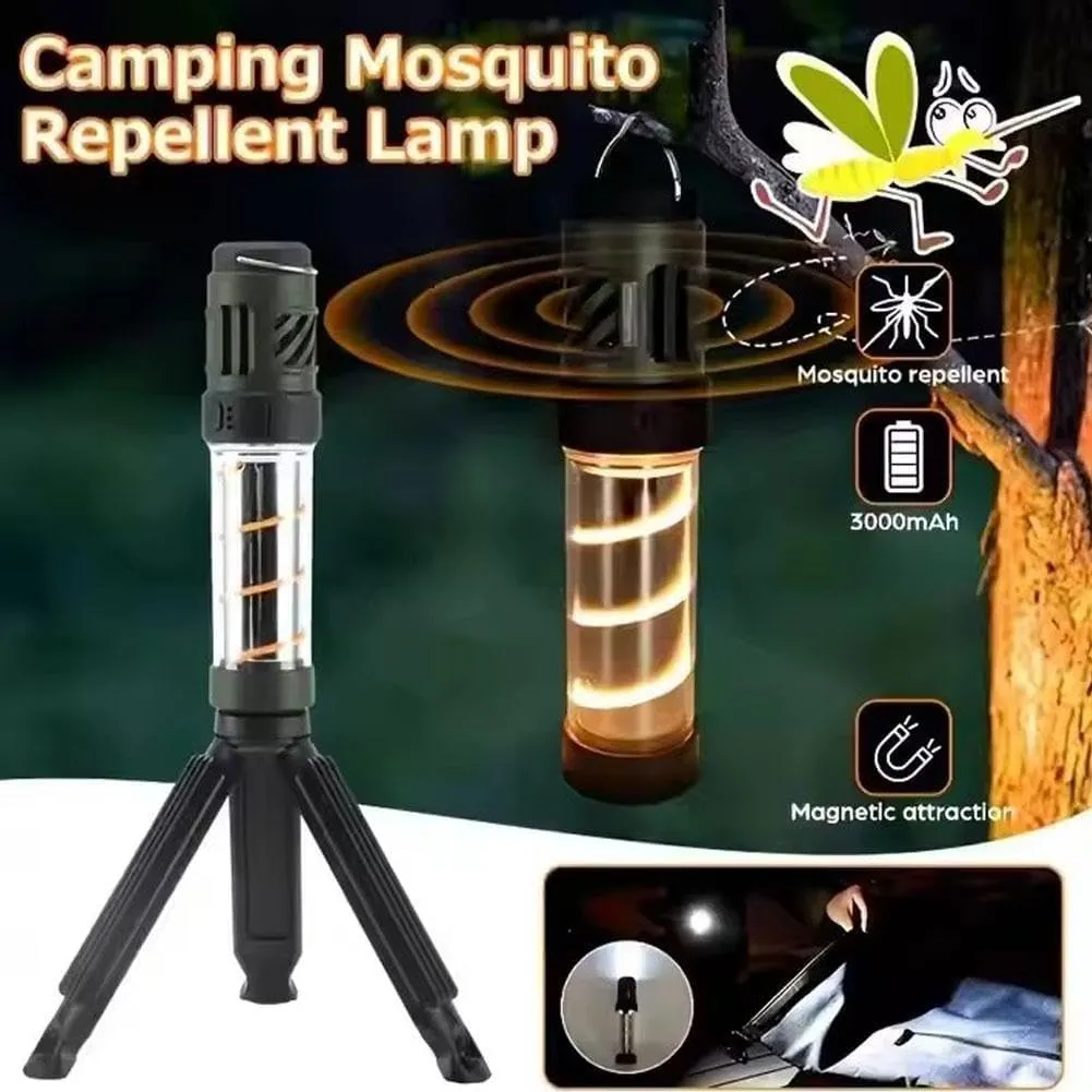Buzz Defense Portable, 2025 New Upgraded Buzzdefense Dual Mode Camping Lantern, 3000 mAh USB-C Recharged Waterproof Outdoor Lamp, LED Camping Light for Outdoor, Garden, Picnic (Black 2 Pcs)