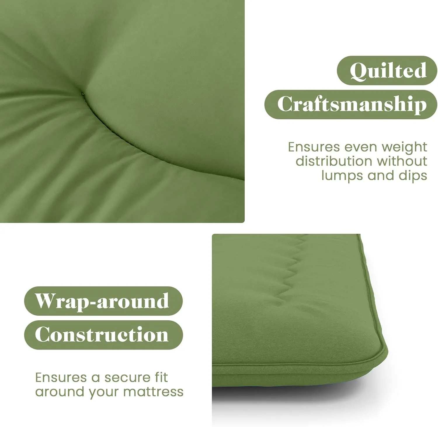 Byroce Futon Mattress, Roll-up Sleeping Cot w/Washable Cover, Portable Cotton Pad w/Bag for Camping, 4" Thick Tatami Mat, Japanese Floor Mattress for School, Home, Car(Green,Queen)