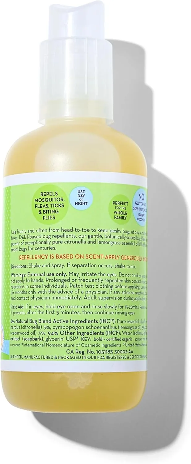 California Baby Natural Bug Spray | DEET Free Mosquito Repellent | Baby   Kids Bug Spray | Citronella Spray | Great Smell | 192 mL / 6.5 oz.