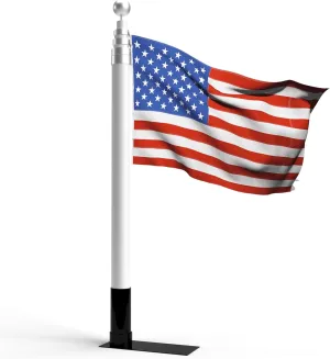Camco Telescoping Camper/RV Flagpole Kit - Features Adjustable Pole Height Extends to 20-Ft & Collapses to 65-In - Includes Tire-Anchored Flagpole Holder, Storage Bag & 3’ x 5’ American Flag (51600)