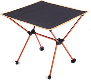 Camp Table Outdoor Barbecue Picnic Table Portable Multi-Purpose Folding Table Oxford Cloth Aviation Aluminum Alloy Camping Table (Color : Black) (Ora